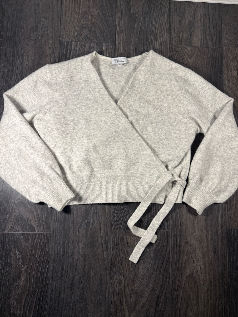 & Other Stories Light Gray Wrap V-Neck Sweater